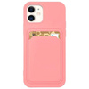 Card Case silikonowe etui portfel z kieszonką na kartę dokumenty do iPhone 12 różowy