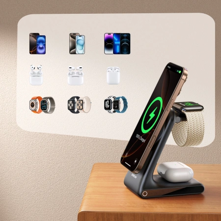 JOYROOM ŁADOWARKA BEZPRZEWODOWA 3 W 1 DO IPHONE 12 13 14 DO MAGSAFE
