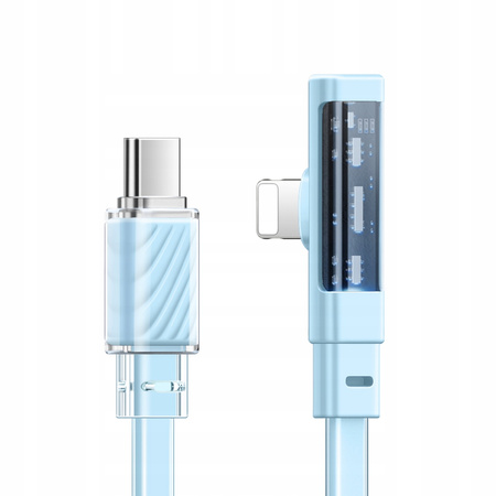 MCDODO KABEL KĄTOWY USB-C LIGHTNING PŁASKI 36W DO IPHONE 13 14 NIEBIESKI 2M