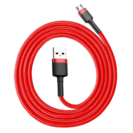 Baseus Cafule Cable wytrzymały nylonowy kabel przewód USB / micro USB QC3.0 2.4A 1M czerwony (CAMKLF-B09)