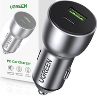 Ugreen ładowarka samochodowa USB / USB Typ C Quick Charge 3.0 Power Delivery 36 W 3 A szary (CD213 60980)