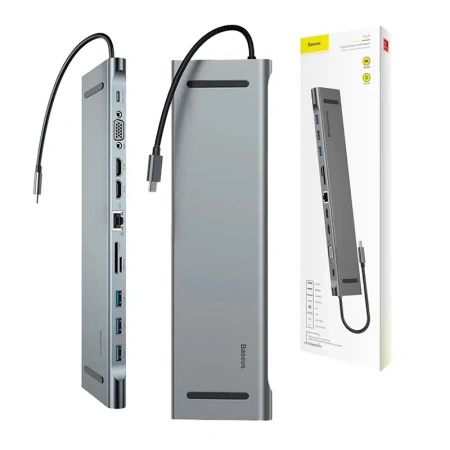 BASEUS HUB USB-C ADAPTER DO LAPTOP TELEFON HDMI USB 3.0 RJ45 SD MICROSD