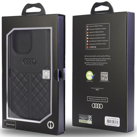 Etui Audi Genuine Leather na iPhone 13 Pro Max 6.7" - czarne AU-TPUPCIP13PM-Q8/D1-BK