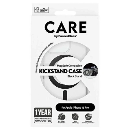 Etui CARE by PanzerGlass Feature Kickstand Case z MagSafe na iPhone 16 Pro - czarne