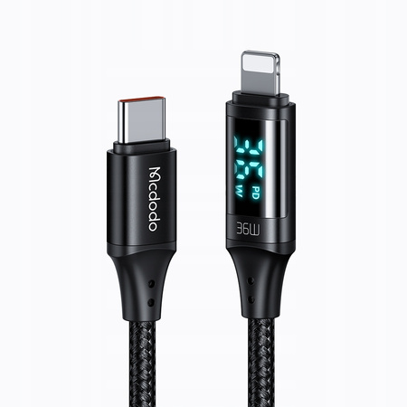 MCDODO KABEL Z WYŚWIETLACZEM USB-C LIGHTNING 36W 1M DO IPHONE X 11 12 13 14