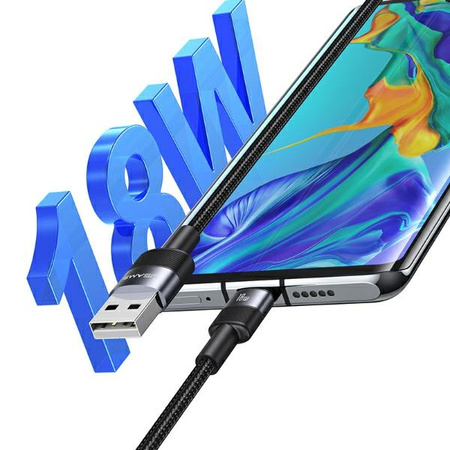 USAMS KABEL USB NA USB-C 3A 1,2M DO TELEFONÓW STALOWY SZYBKIE ŁADOWANIE