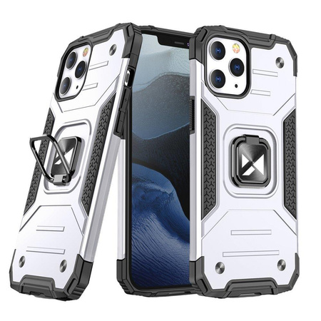 Wozinsky Ring Armor pancerne hybrydowe etui pokrowiec + magnetyczny uchwyt Samsung Galaxy A72 4G srebrny