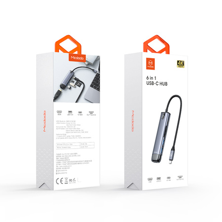 Mcdodo 6-in-1 USB-C RJ-45 VGA HDMI 4K Laptop HUB for Macbook HU-7740