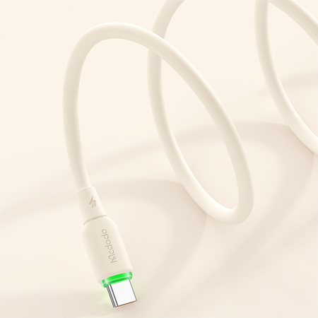 MCDODO KABEL USB-C SZYBKIE ŁADOWANIE DO SAMSUNG XIAOMI TYP C 6A 100W 1M LED BEŻOWY