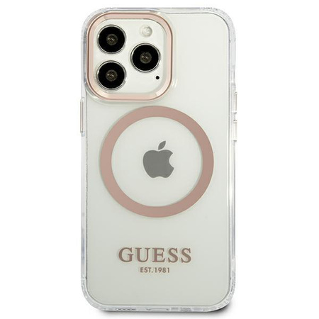 Etui Guess GUHMP13XHTRMD na iPhone 13 Pro Max - złote Metal Outline Magsafe