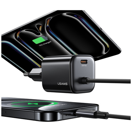 USAMS ŁADOWARKA 30W MINI DO TELEFONÓW 2xUSB-C DO IPHONE 12 13 14 15 PRO MAX