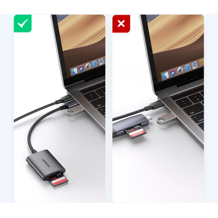Czytnik kart SD/TF Ugreen CM401 USB C 5Gb/s - szary