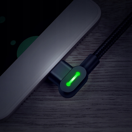 MCDODO KABEL KĄTOWY 90° LIGHTNING DWUSTRONNY DO IPHONE 11 12 13 14 LED 2M