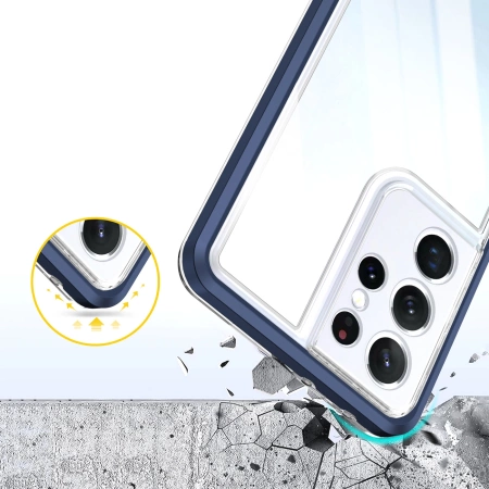 HURTEL POKROWIEC CLEAR 3IN1 DO SAMSUNG GALAXY S23 ULTRA Z RAMKĄ SILIKONOWY