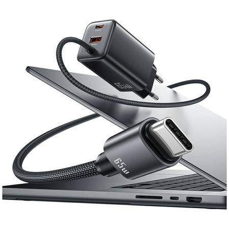 USAMS ŁADOWARKA SIECIOWA 65W DO IPHONE 12 13 14 15 2xUSB-C SZYBKA ŁADOWANIE