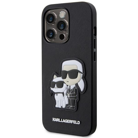 Etui Karl Lagerfeld KLHCP14XSANKCPK na iPhone 14 Pro Max 6.7" hardcase - czarne Saffiano Karl&Choupette