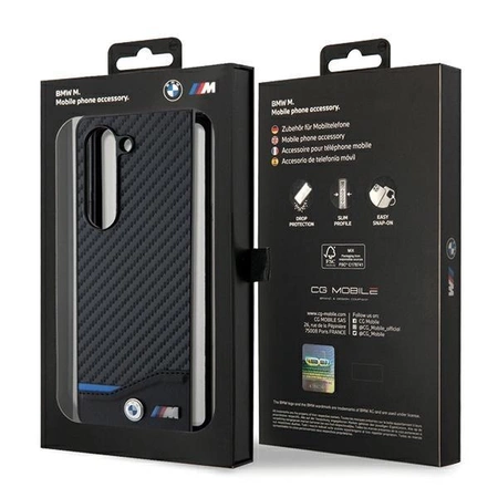 Etui BMW Leather Carbon na Samsung Galaxy Z Fold 5 - czarne