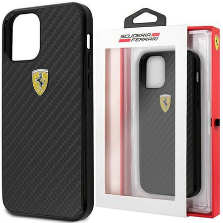 Ferrari FERCAHCP12SBK iPhone 12 mini 5,4" czarny/black hardcase On Track Real Carbon