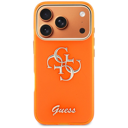 Etui Guess IML 4G Script Metal do iPhone 17 Pro pomarańczowy
