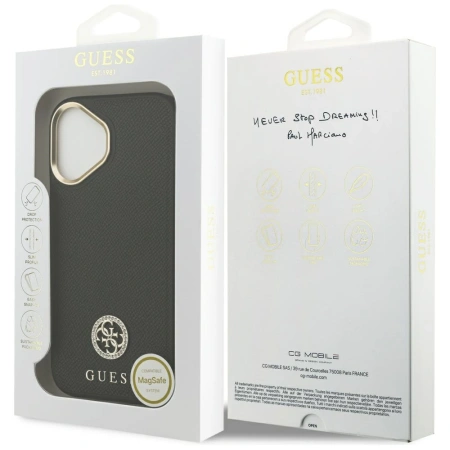 GUESS ETUI GRAINED STRASS LOGO DO IPHONE 17 MAGSAFE DESIGNERSKIE