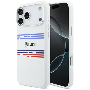 Etui BMW M Silicon Horizontal Line       MagSafe do iPhone 17 Pro Max biały