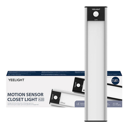 YEELIGHT LAMPKA DO SZAFY Z CZUJNIKIEM RUCHU 20CM DO KORYTARZA SREBRNA 2700K