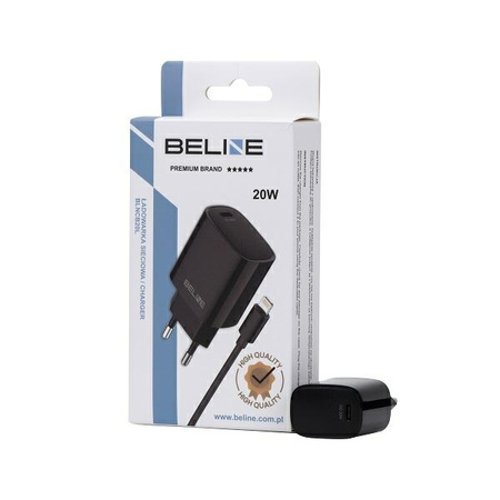 Beline Ład. siec. 1x USB-C 20W + kabellightning czarna /black PD 3.0 BLNCB20L