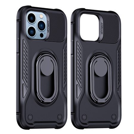 Joyroom Dual Hinge etui iPhone 14 Pro pancerny pokrowiec z podstawką uchwytem ring holder czarne