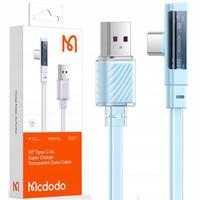 Kabel USB-C, Kątowy, Mocny, Super Szybki, Mcdodo, 100W, 1.8M, niebieski