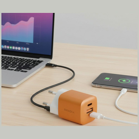 Ładowarka sieciowa Energea Ampcharge     GaN35 USB-C/USB-A PD/PPS/QC3.0 35W pomarańczowy