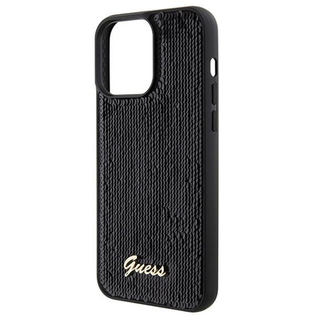 Etui Guess Sequin Script Metal na iPhone 15 Pro Max - czarne