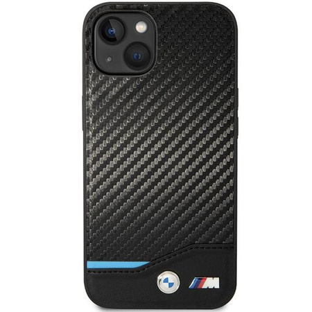 Etui BMW BMHCP13M22NBCK na iPhone 13 - czarne Leather Carbon