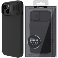 Nillkin CamShield Silky Silicone Case etui iPhone 14 Plus pokrowiec z osłoną na aparat czarny