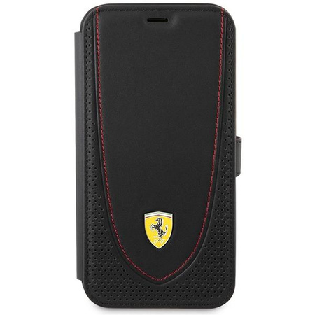 Etui Ferrari FEFLBKP13LRGOK na iPhone 13 Pro - czarne book Leather Curved Line