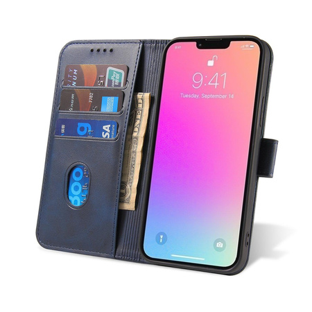 Magnet Case elegancki futerał etui pokrowiec z klapką i funkcją podstawki Xiaomi Redmi K40 Pro+ / K40 Pro / K40 / Poco F3 / Mi 11i niebieski