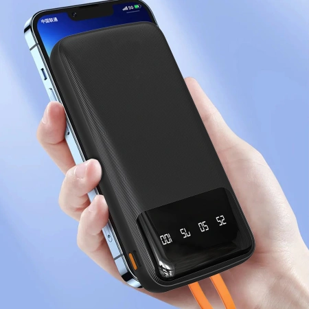 Dudao K6Pro uniwersalny powerbank 10000mAh z kablem USB, USB Typ C, Lightning czarny (K6Pro-black)