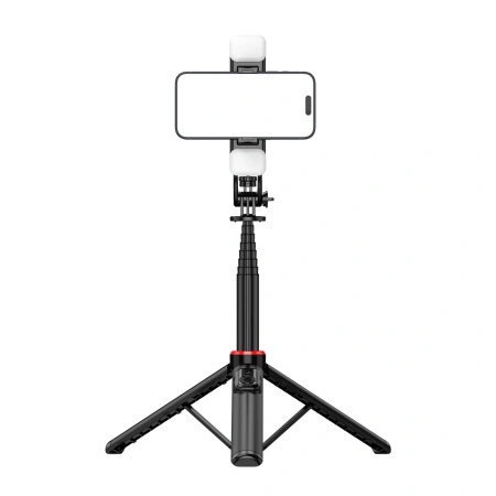 HURTEL SELFIE STICK TELESKOPOWY TRIPOD 1.3M DO TELEFONÓW Z LAMPĄ PODWÓJNĄ