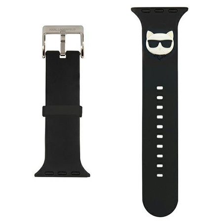 Karl Lagerfeld Pasek KLAWLSLCK Apple Watch 42/44/45mm czarny/black strap Silicone Choupette Heads