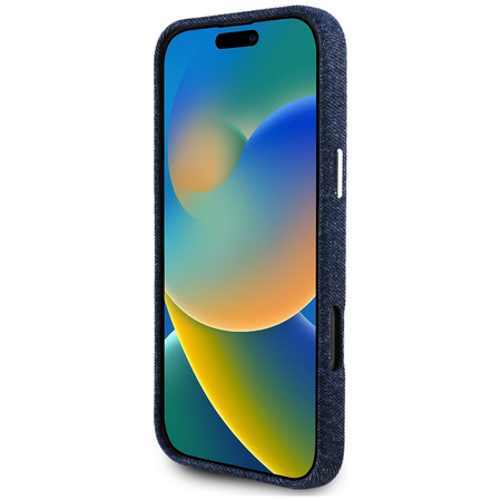 GUESS ETUI TPU DO IPHONE 16 PRO DO MAGSAFE DENIM TRIANGLE LOGO WYTRZYMAŁE