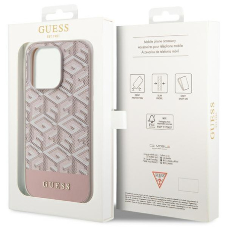 Etui Guess GCube Stripes MagSafe GUHMP14LHGCFSEP na iPhone 14 Pro - różowe