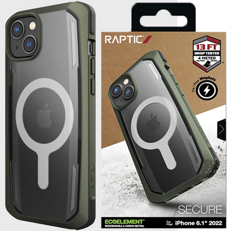 Raptic X-Doria Secure Case etui iPhone 14 z MagSafe pancerny pokrowiec zielony