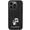Etui Karl Lagerfeld Saffiano Cardslot Karl&Choupette Metal Pin do iPhone 15 Pro - czarne