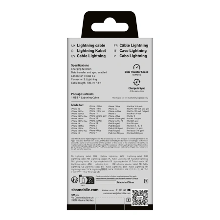 SBS KABEL USB-A DO LIGHTNING 1M Z CERTYFIKATEM MFI DO IPHONE 11 12 13 14 15