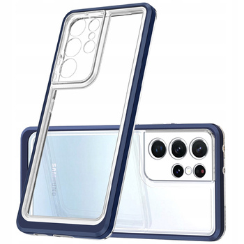 Clear 3in1 etui do Samsung Galaxy S23 Ultra silikonowy pokrowiec z ramką niebieskie