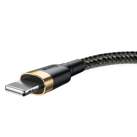 Baseus Cafule Cable wytrzymały nylonowy kabel przewód USB / Lightning QC3.0 2.4A 1M czarno-złoty (CALKLF-BV1)