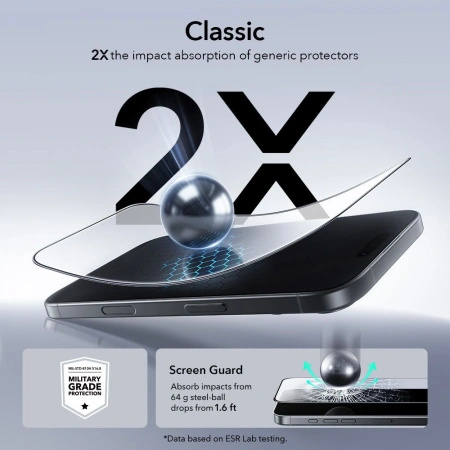 ESR SZKŁO HARTOWANE DO IPHONE 16 PRO 17 2 SZTUKI NAWIERZCHNIA