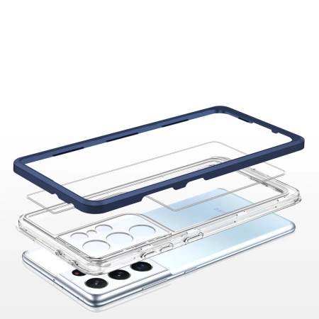 HURTEL ETUI CLEAR 3IN1 DO SAMSUNG GALAXY S22 ULTRA Z RAMKĄ Z OCHRONĄ EKRANU