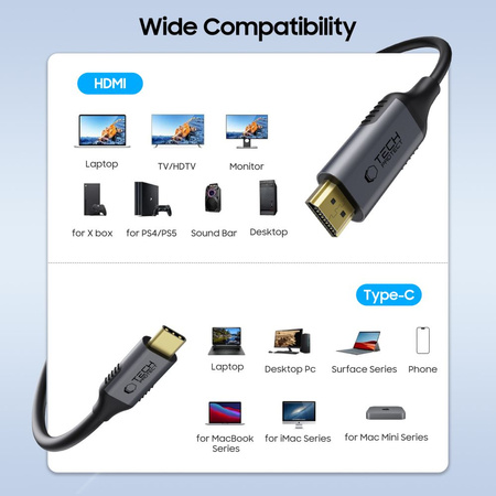 TECH-PROTECT KABEL USB-C DO HDMI 2.0 4K 60HZ 180CM DO TV MONITORA KOMPUTERA