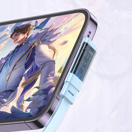 MCDODO KABEL KĄTOWY USB-C LIGHTNING PŁASKI 36W DO IPHONE 13 14 NIEBIESKI 2M