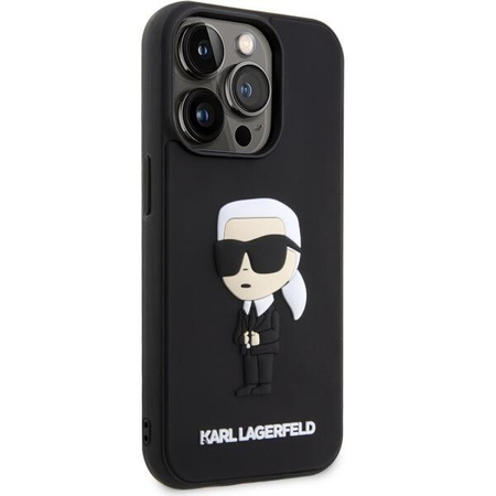 Etui Karl Lagerfeld KLHCP14L3DRKINK na iPhone 14 Pro - czarne Rubber Ikonik 3D